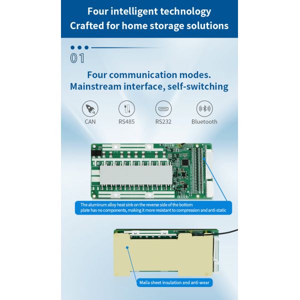 KLS Li-Ion Bms 14s 48v 100a Common Port With Balance For Three Wheel Electric Vehicle