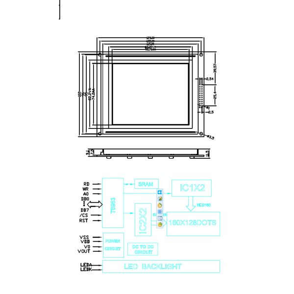 5.1" Dot Matrix Transflective LCD Module , Industrial LCD Monitor Module