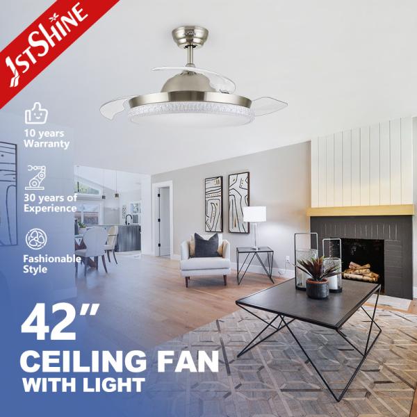 Quality 42 Inch Retractable Crystal Chandelier Ceiling Fans Indoor use for sale