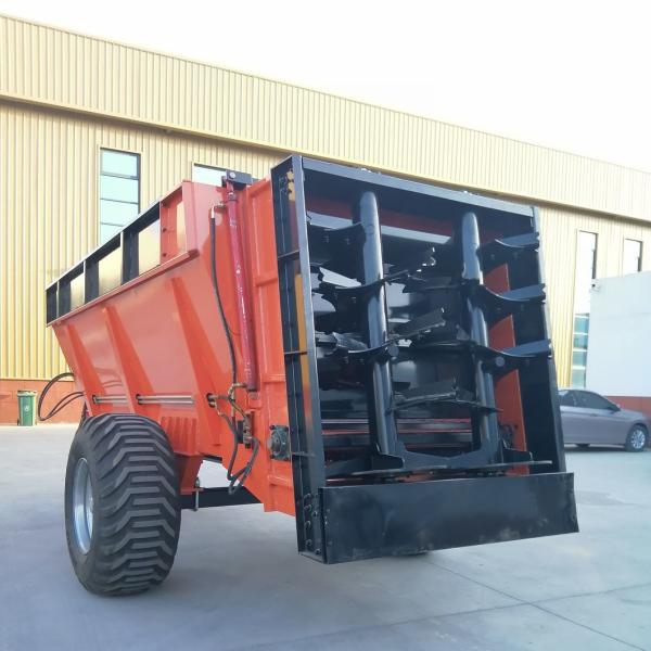 Trailed Hydraulic Fertilizer Manure Farm Spreader Carriage Trailer Double Discs Chain
