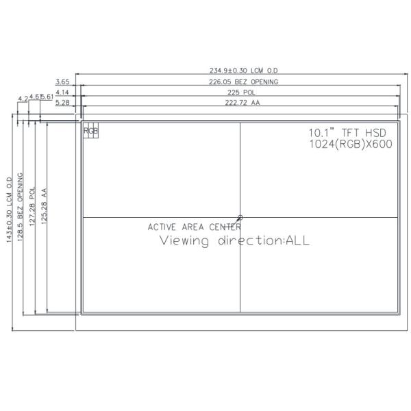 1000cd/M2 1024X600 10.1 Inch Lcd Display , 50Pins LCD Touch Panel