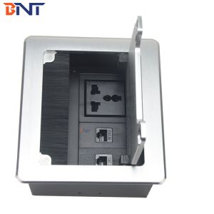 Clamshell hidden table mounted socket box for office table