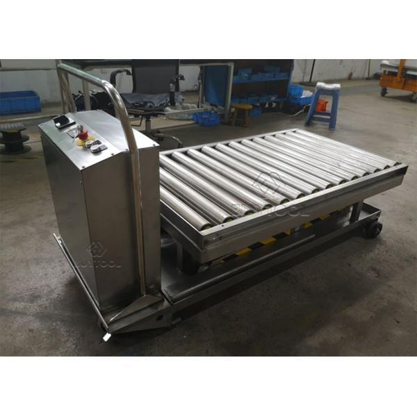 Electric Mobile Stainless Steel Pallet Lift Table With Rollers In Food Field 1220x610mm