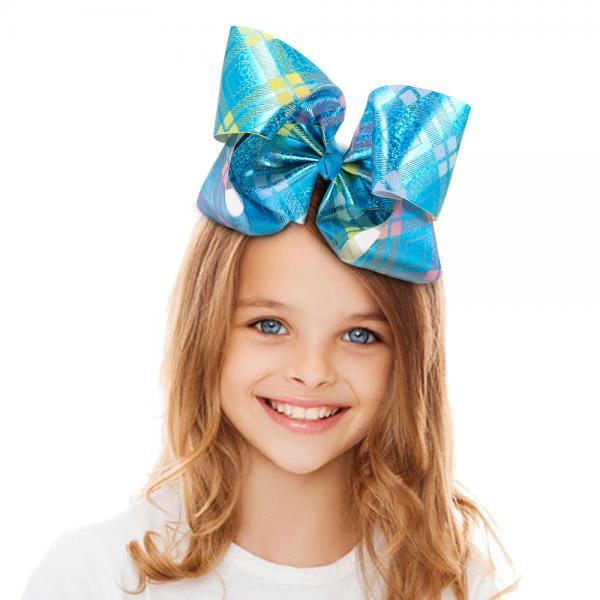 Glitter Grosgrain Cheer Hair Bows Butterfly Shape Double Face For Little Girl
