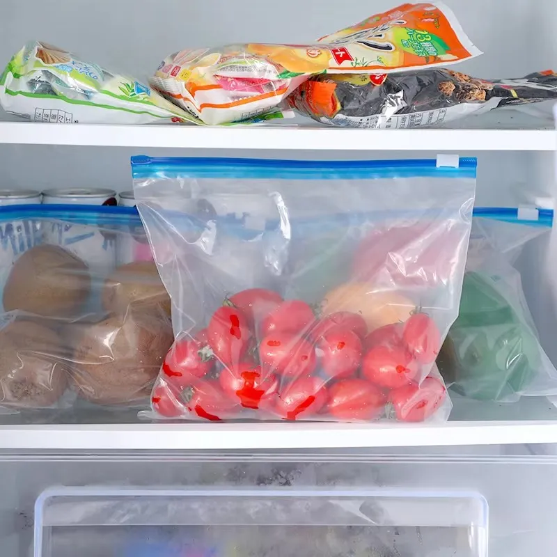 Custom Size Food Grade Resealable Slider Bag Freezer Ziplock Fresh Food Packaging Bag