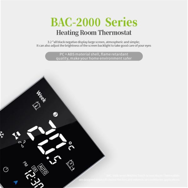 HVAC Digital Fan 3 Speed Controller Smart Home Thermostat Tuya WiFi Thermostat(BAC-2000ELW-（Air conditioner 4 pipes）