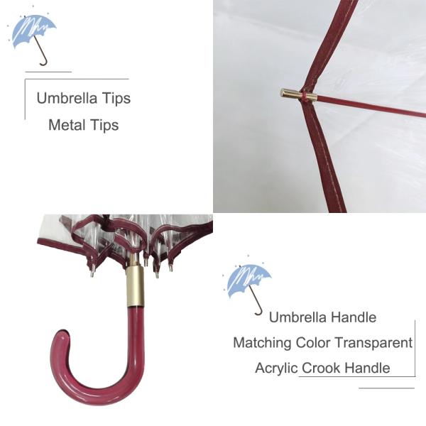 PVC Clear Windproof Straight Handle Umbrella Acrylic Handle