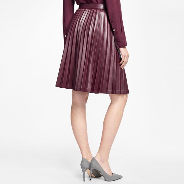 Pleated Women Half Skirt Satin Polyester 3/4 Length