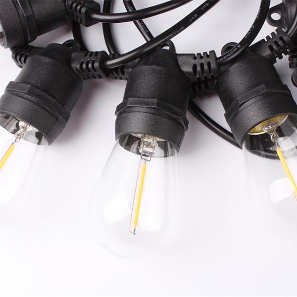 Waterproof IP65 String Lights Outdoor LED Bulb Light S14 27ft 12bulb Solar Panel Festoon Light