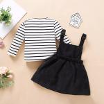 China 110cm Two Piece Summer Children'S Clothing Braces Skirt Casual Striped Long Sleeve Striped Top wholesale