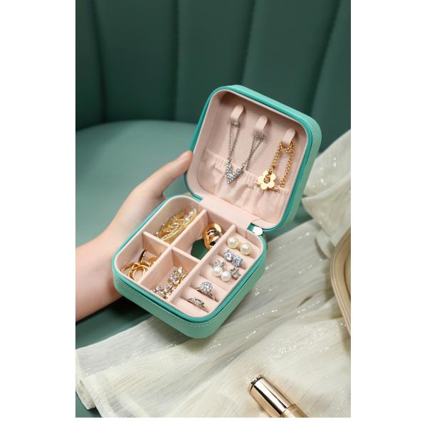 Square PU Leather Travel Jewelry Box Organizer For Rings Earrings Necklace Storage