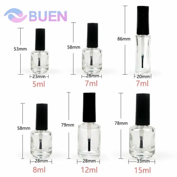 Glass Nail Polish Bottles 3ml 5ml 10ml 15ml 20ml Square Empty Nail Polish Glass Bottle With Brush