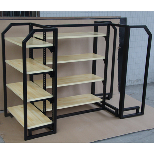 400mm Depth 800mm Height Metal And Wood Industrial Shelves For Supermarket