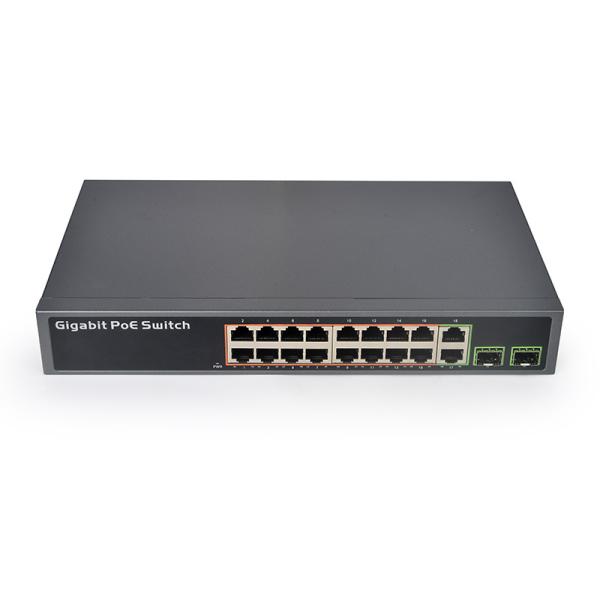 16-port Gigabit switch IEEE 802.3af/a standard 250W power backplane bandwidth 52 Gbps uplink port POE switch