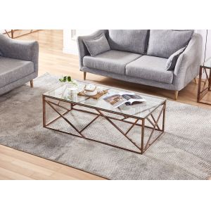 Electroplate Rose Gold Plating SS Frame Modern Coffee Table