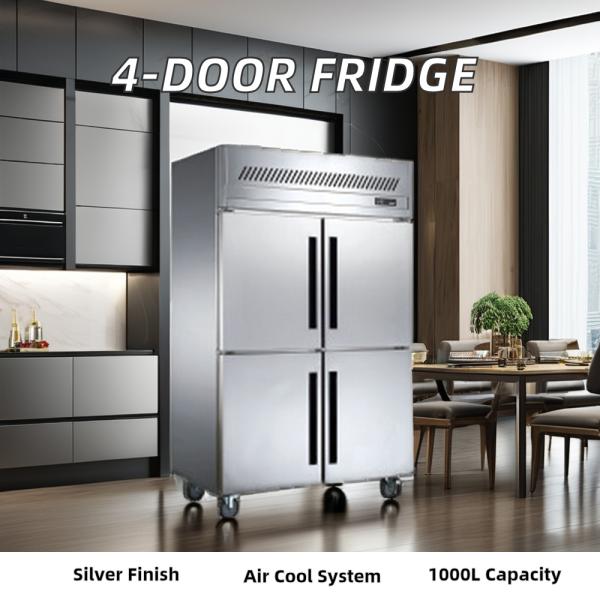 Commercial Single-Temperature Upright Refrigerator with 4 Glass Doors Big Capacity Cooling Chiller for Ice Cream & Bar Display