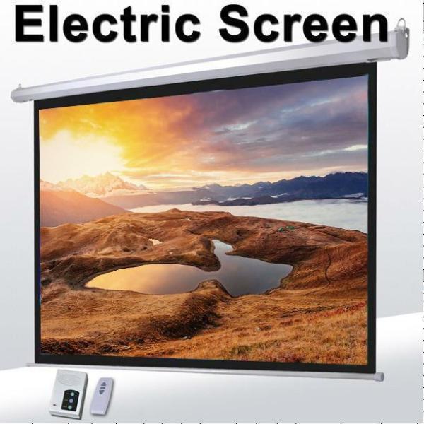 Quality 1:1 60"Motorized Projector Screen With Remote Control,Matte White Fabric Screen For Movie Theater for sale