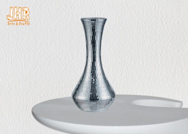 Quality Artificial Flowers Fiberglass Planters Table Vases Silver Mirror Glass Color for sale
