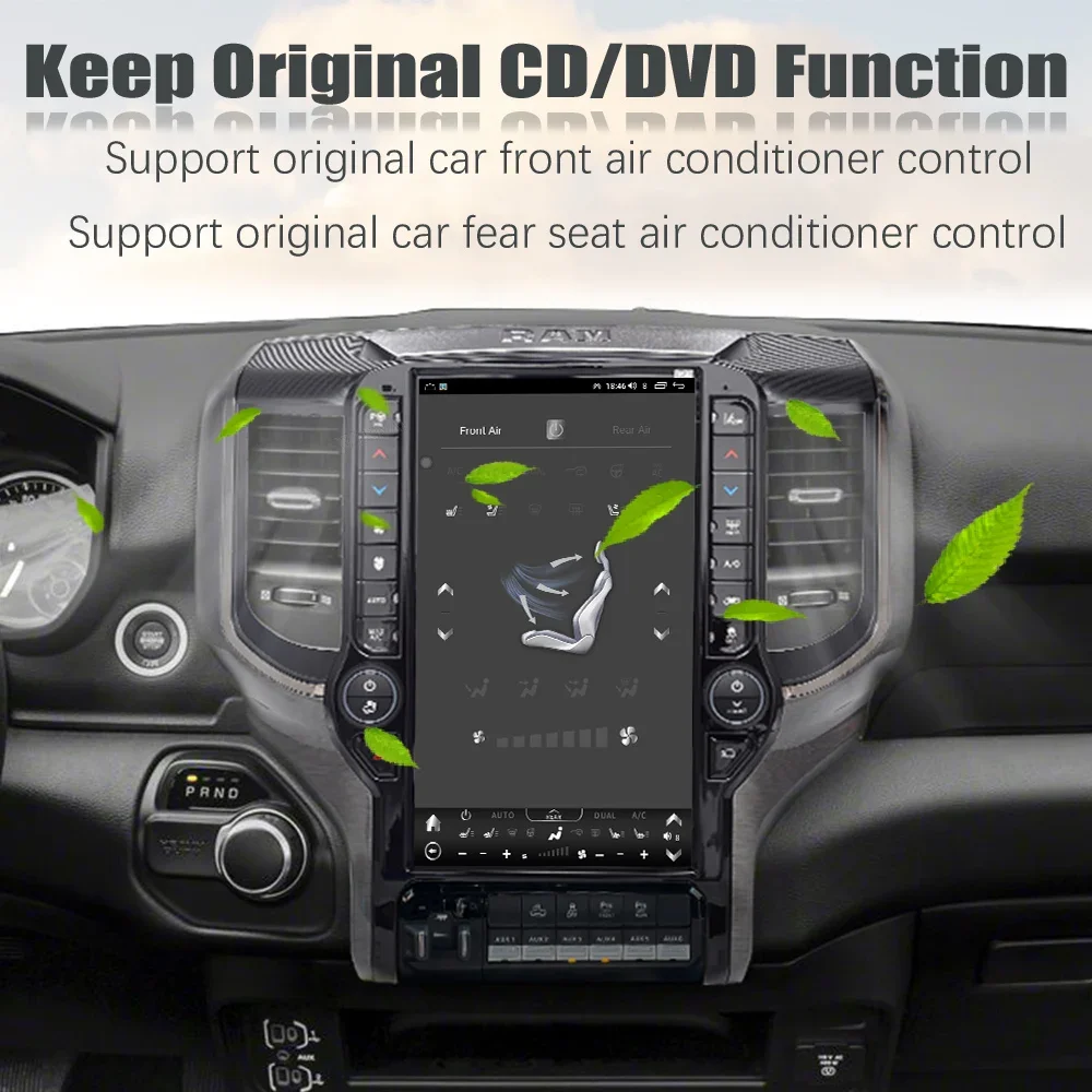 VIKNAV 13.6 Inch Car Radio for Dodge Ram 1500 (2019-2024) Aftermarket Stereo Carplay Android Head Unit