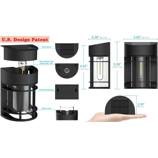 Solar Wall Lamp IP65 Waterproof Outdoor Solar Powered Led Garden Lights with 3.7V/1200MAH Battery