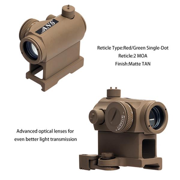 1X Magnification Red Dot Scope Tactical T-1 Red Dot Rifle Sight 2 MOA Reticle
