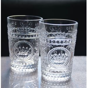 China 8Oz Crown Design Embossed Tumbler Drinking Glasses wholesale