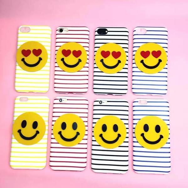 Soft IMD Horizontal Stripes Masculine Smile Expression Back Cover Cell Phone Case For iPhone 7 6s Plus