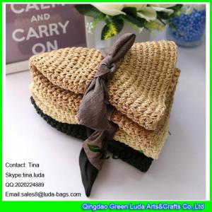 China LDMZ-012 2016 summer hand crochet hat foldable paper straw cap hat with bowknot wholesale