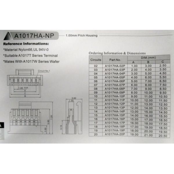 Pitch 1.00mm Wire To Board Connectors With Lock PA66 CI16 Wire Housing