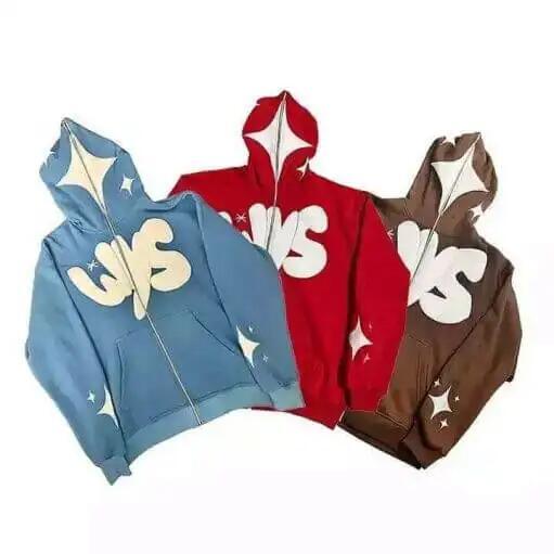 Quality 100% Cotton Y2K Custom Zipup Puff Print 3D Foam Fleece Blank Men&prime;s Fullzip Oversized Zipped Zipper Full Zip up Hoodie