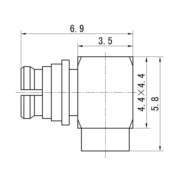 SMP Female RF Coaxial Connector – Right Angle, Compatible with 2# Semi-Rigid / Semi-Flexible Cable