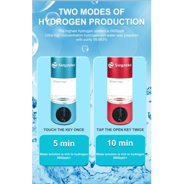 Health Care Food Grade PC Hydrogen Water Cup Portable Smart 6000ppb