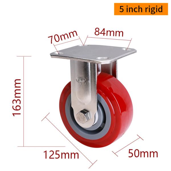 EDL 5 Inch Stainless Steel Heavy Duty Caster With Durable TPU Wheel Loading 350Kg S715P-85