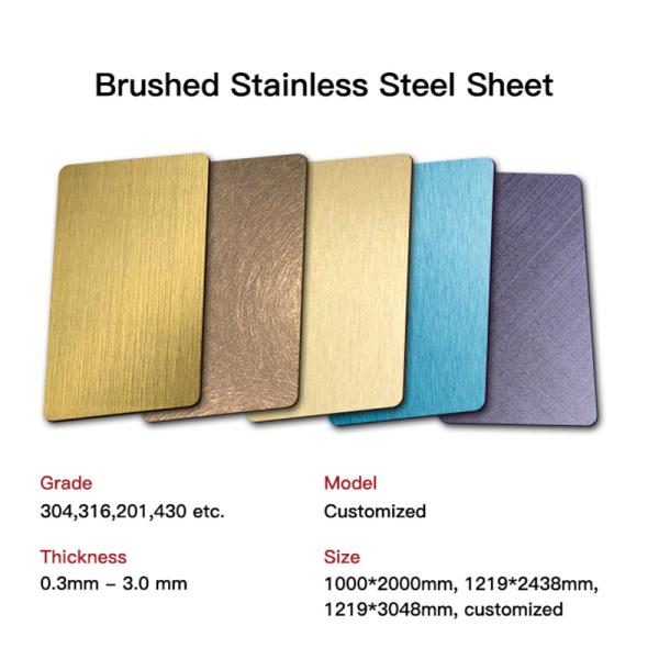 Brushed Hl 316l Stainless Steel Sheet gold plated Stainless Steel Plate