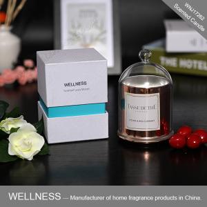 China Luxury domed soy wax candle with rose gold glass jar,bell glass lid and gift box wholesale