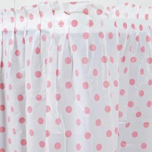 Custom Printed Table Skirts Water Repellent With Pink Polka Dot Pattern