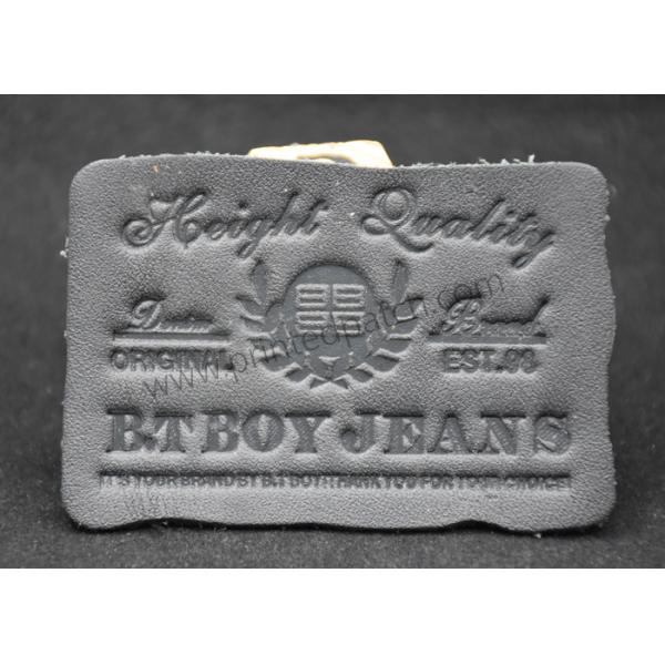 Small Black Custom Leather Clothing Labels Debossed For Jeans
