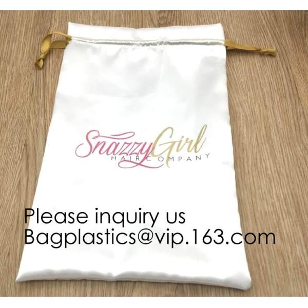 Black Satin Hair Drawstring Bag With Tassels,Pink Satin Hair Dust Bag Cotton Drawstring Makeup Pouch, bagease package