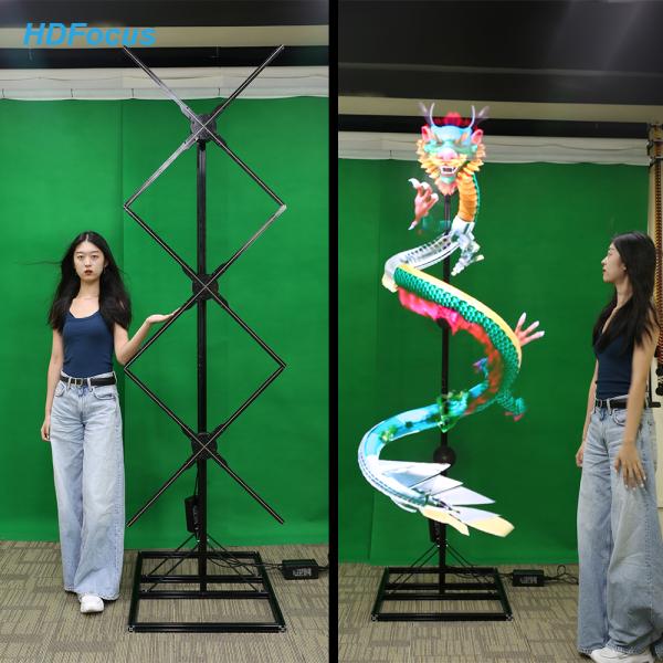 100CM 1*3 Human Shape Splicing Solution 3D Hologram Fan Advertising Machine
