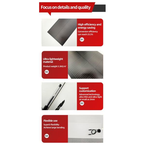 High Efficiency Flexible Thin Film Solar Energy Panel 300W Adhesive Semi-Flexible Solar Panel 500W