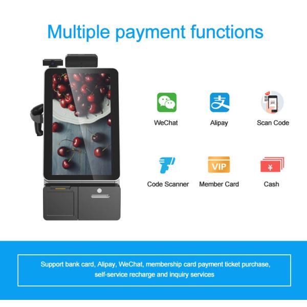 24 Inch Self Service Ordering Kiosk Pos System Cash Acceptor Machine For Fast Food Restaurants