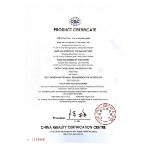 Shanghai MH Electric Co., Ltd. Certifications