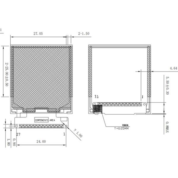 Square Small LCD Display Screen, TFT LCD 1.44 Inch128x128 With MUC 8bit Interface