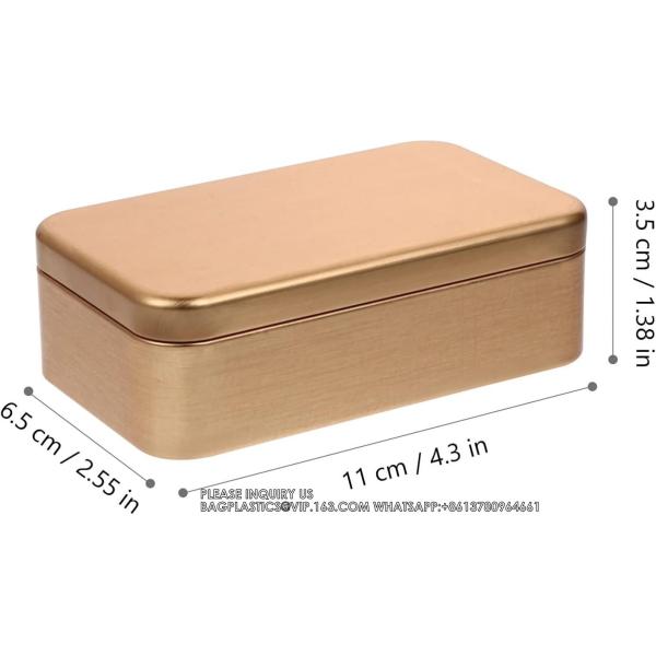 Rectangular Empty Metal Tins Box With Lid Portable Tin Box Container- Mini Portable Box Containers For Jewelery