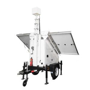Remote Monitoring Mobile Solar CCTV Trailer With PTZ Camera Box