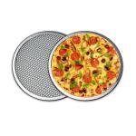 China Durable 16 Inch Pizza Mesh Screen Metal Tray Seamless Aluminum Rim FDA Certificated  wholesale