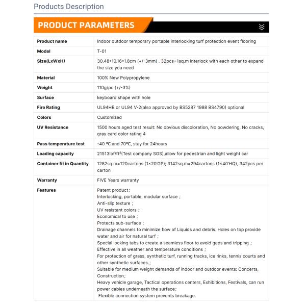Portable Polypropylene Interlocking Tiles For Concert Events Temporary Outdoor Garage Flooring