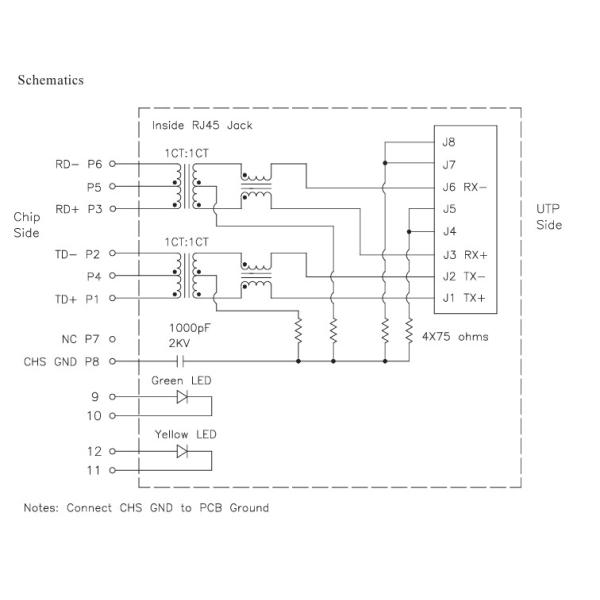 HR911105A HanRun Single Port RJ45 Connector with Integrated Magnetics and LED