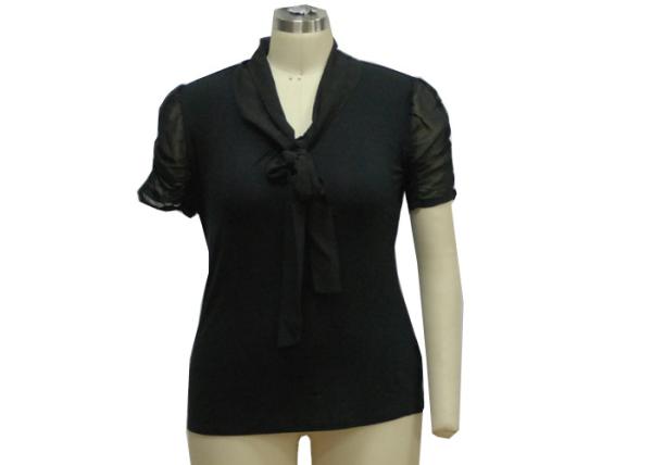 Quality Front Neck With Decorative Tape Short Sleeves Causal Softwear Shirt For Middle Age Ladies for sale