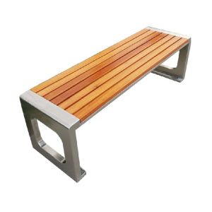 Aluminum Waterproof Backless Bench Teak Slat Modern Design Bench Seat